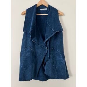 Testimony Los Angeles Size M acid wash blue draped sleeveless studded vest